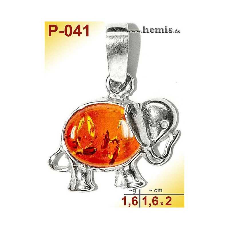 P-041 Bernstein-Anhänger, Bernsteinschmuck, Silber-925, Elefant P-041 Bernstein-Anhänger, Bernsteinschmuck, Silber-925, Elefant