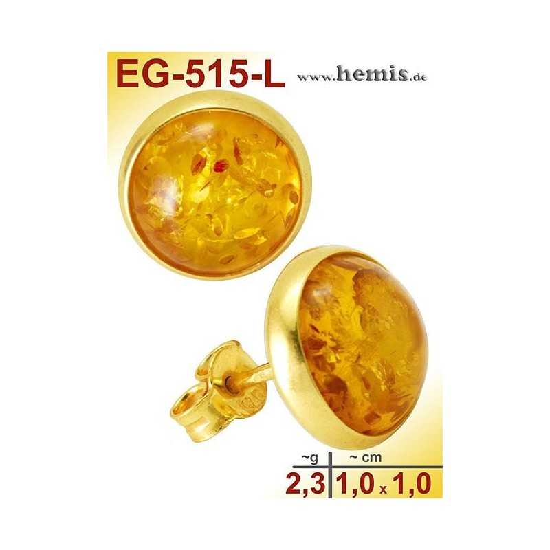 EG-515-L Bernstein-Ohrstecker, Bernsteinschmuck, Silber-925, ver