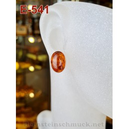 Amber Earrings, Earrings, Silver-925-E-541 Silver Oval