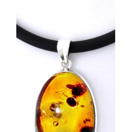 Black rubber neck-cord 4mm example with amber pendant