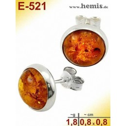 Amber earrings sterling silver 925 cognac small modern smooth elegant plain round timeless