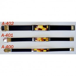 Bernstein-Armband mit Kautschuk A-400 A-401 A-402