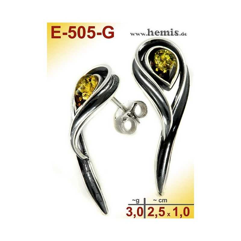 E-505-G Bernstein-Ohrstecker, Bernsteinschmuck, Silber-925 E-505-G Bernstein-Ohrstecker, Bernsteinschmuck, Silber-925