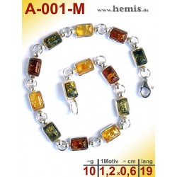 A-001-M Bernstein-Armband, Bernsteinschmuck, Silber-925