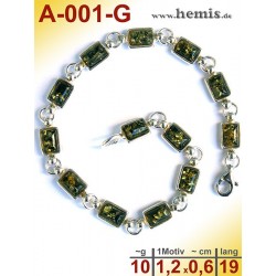 A-001-G Bernstein-Armband, Bernsteinschmuck, Silber-925