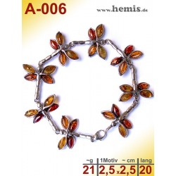 A-006 Bernstein-Armband, Bernsteinschmuck, Silber-925