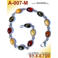 A-007-M Bernstein-Armband, Bernsteinschmuck, Silber-925