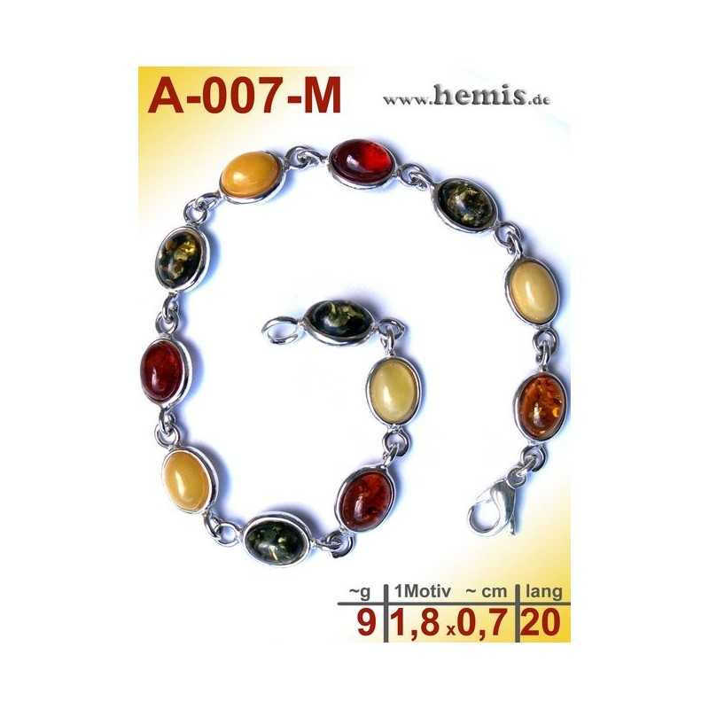 A-007-M Bernstein-Armband, Bernsteinschmuck, Silber-925