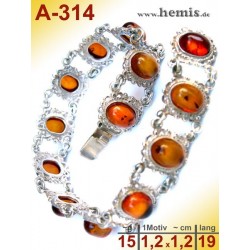 A-314 Bernstein-Armband, Bernsteinschmuck, Silber-925