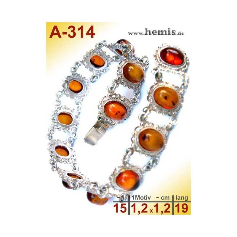 A-314 Bracelet, Amber jewellery, Sterling silver, 925