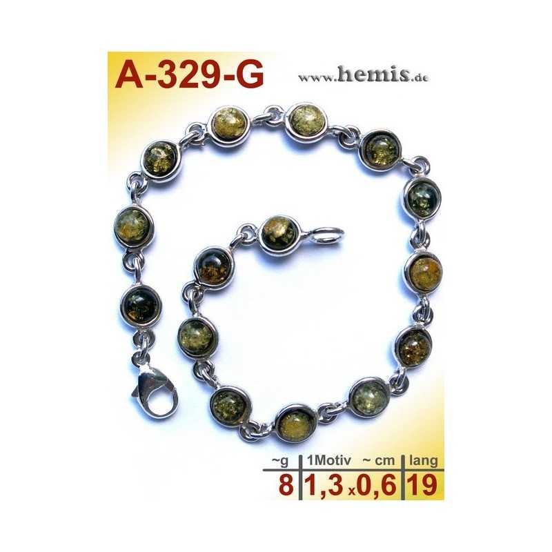 A-329-G Bernstein-Armband, Bernsteinschmuck, Silber-925
