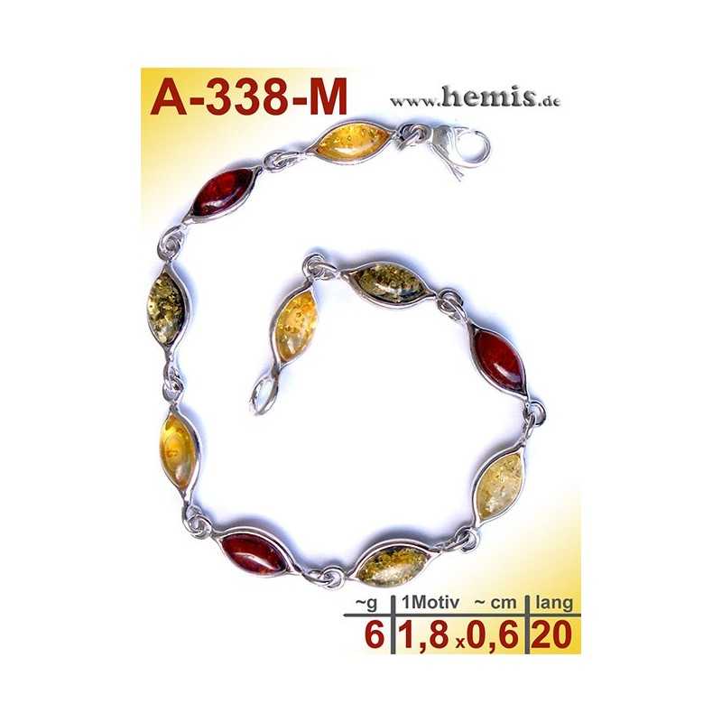 A-338-M Bernstein-Armband, Bernsteinschmuck, Silber-925