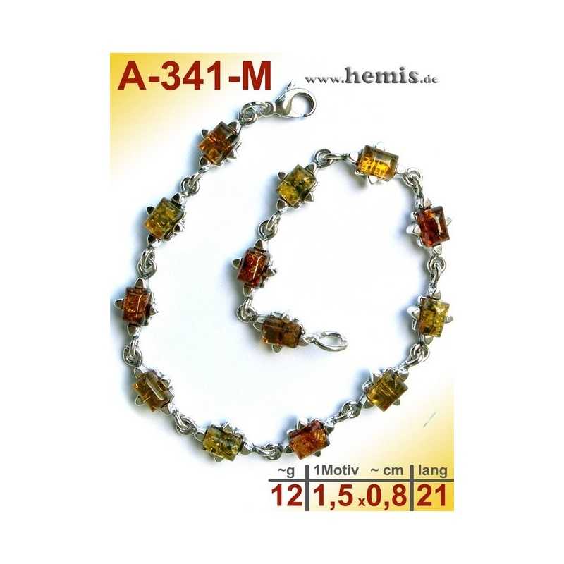 A-341-M Amber Bracelet, Amber jewelry, silver-925 