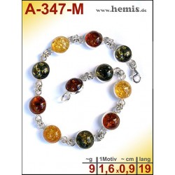 A-347-M Amber Bracelet, Amber jewelry, silver-925 