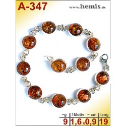 A-347 Bernstein-Armband, Bernsteinschmuck, Silber-925