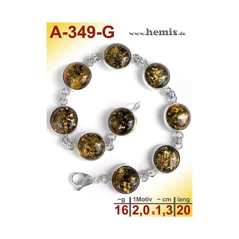 A-349-G Bernstein-Armband, Bernsteinschmuck, Silber-925