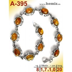 A-395 Bernstein-Armband, Bernsteinschmuck, Silber-925
