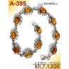 A-395 Amber Bracelet, Amber jewelry, silver-925 