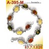 A-395-M Amber Bracelet, Amber jewelry, silver-925 