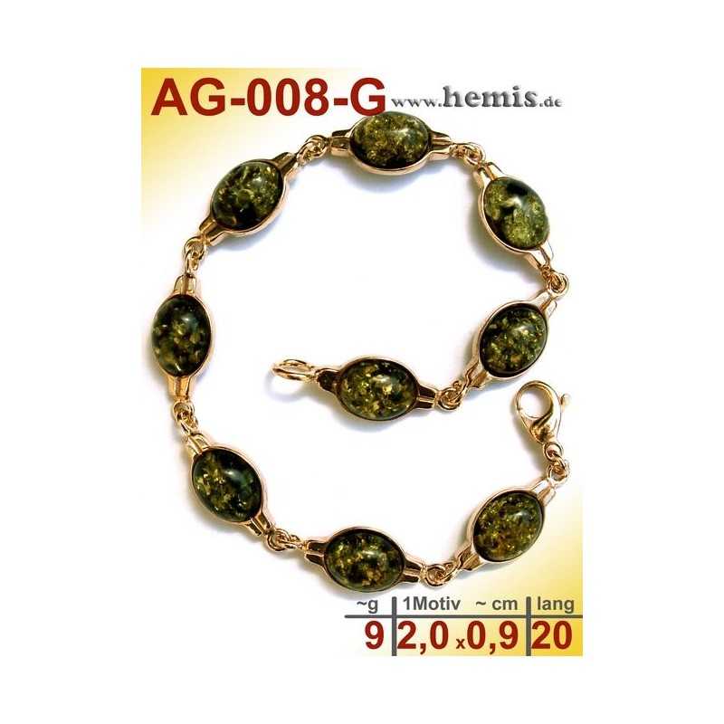 AG-008-G Bernstein-Armband, Bernsteinschmuck, Silber-925, vergol