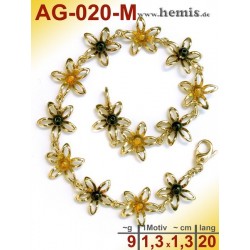 AG-020-M Bernstein-Armband, Bernsteinschmuck, Silber-925, vergol