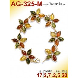 AG-325-M Bernstein-Armband, Bernsteinschmuck, Silber-925, vergol