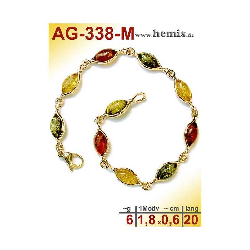 AG-338-M Bernstein-Armband, Bernsteinschmuck, Silber-925, vergol