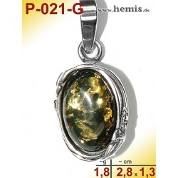 P-021-G Amber Pendant, Amber jewelry, silver-925 
