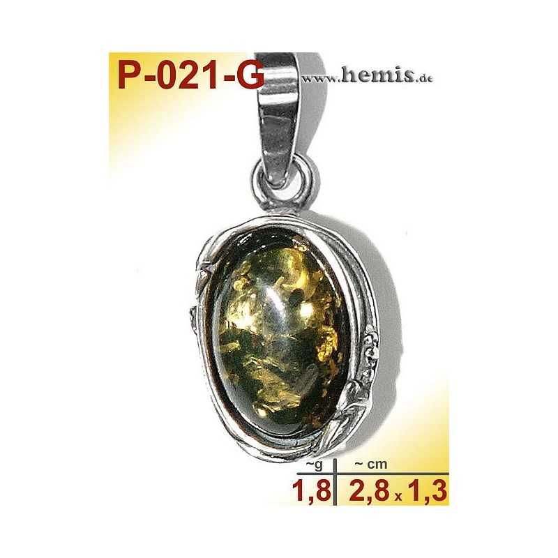 P-021-G Amber Pendant, Amber jewelry, silver-925 