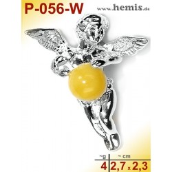 P-056-W Amber Pendant, Amber jewelry, silver-925, Angel