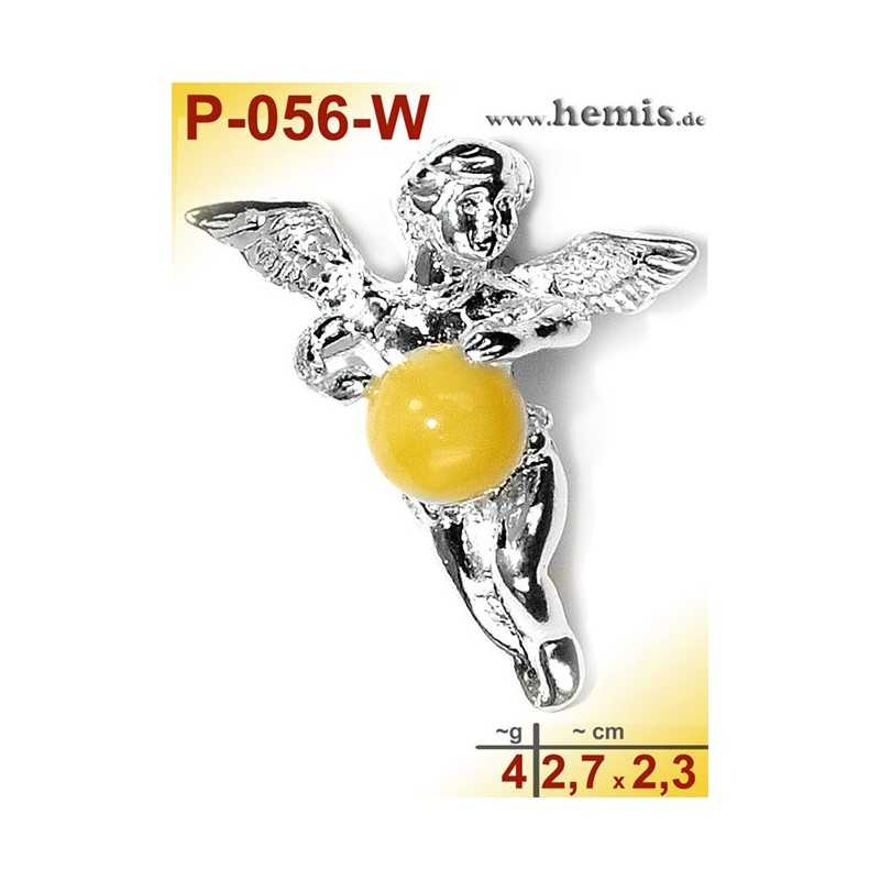 P-056-W Amber Pendant, Amber jewelry, silver-925, Angel