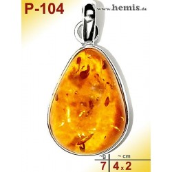 P-104 Amber Pendant, silver-925, cognac, unique, M, modern