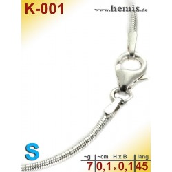 K-001 Schlangen-Kette Sterling Silber-925, S, 