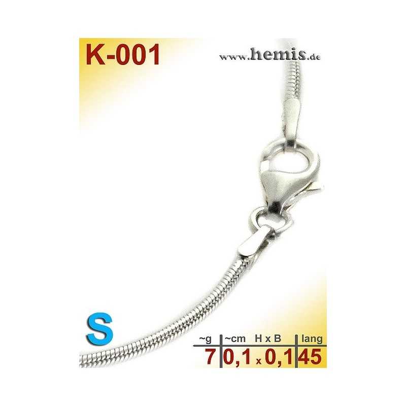 K-001 Schlangen-Kette Sterling Silber-925, S, 