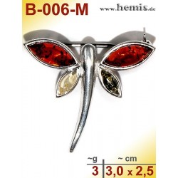B-006-M Amber Brooch, silver-925, multicolor, S, Butterfly, mode