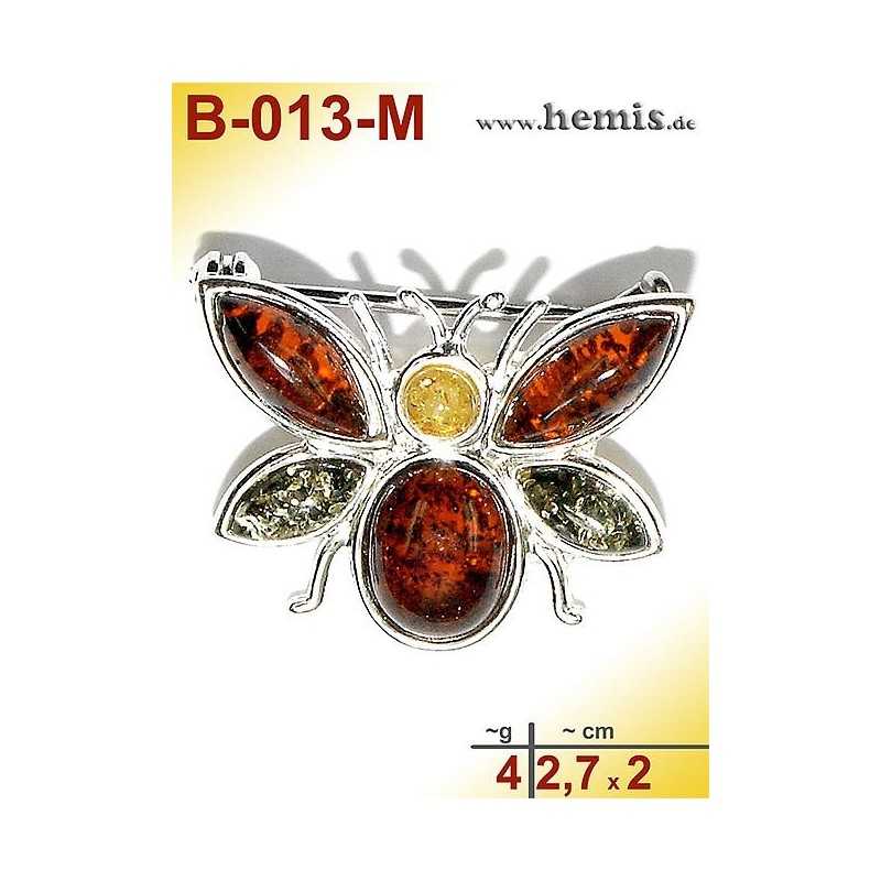 B-013-M Amber Brooch, silver-925, multicolor, S, bee, modern