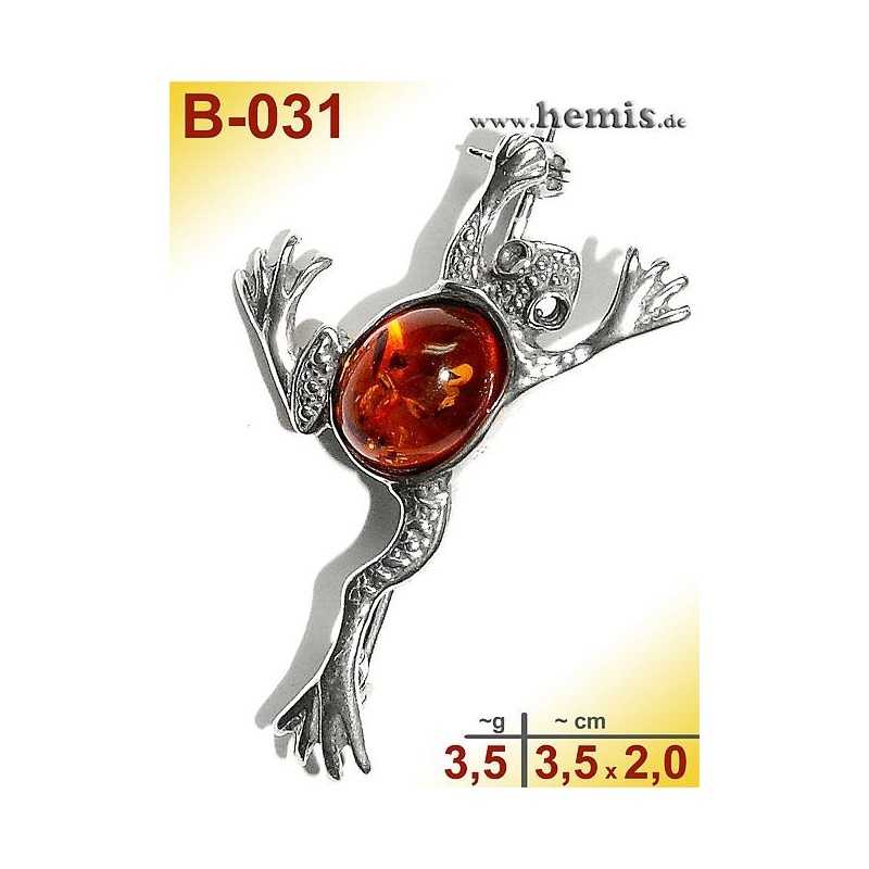 B-031 Bernstein-Brosche Silber-925, cognac, S, Frosch, modern, 