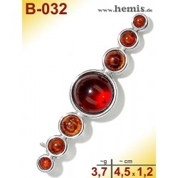 B-032 Bernstein-Brosche Silber-925, cognac, S, modern, 