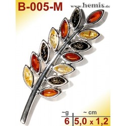 B-005-M Bernstein-Brosche Silber-925, multicolor, M, modern, 