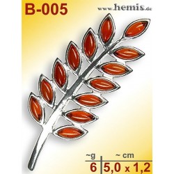B-005 Amber Brooch, silver-925, cognac, M, modern