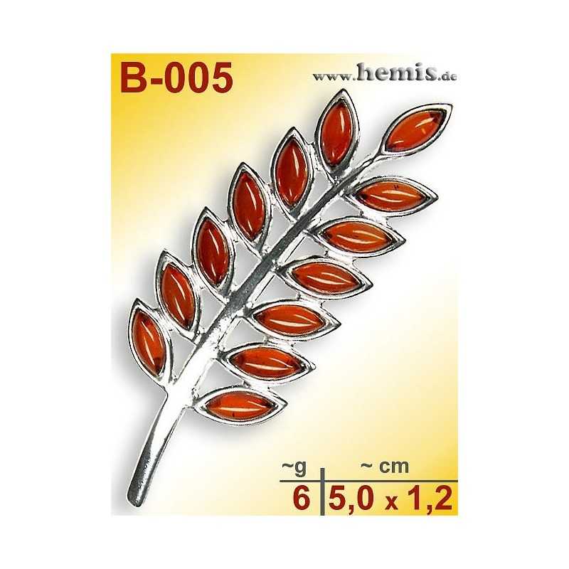 B-005 Bernstein-Brosche Silber-925, cognac, M, modern, 