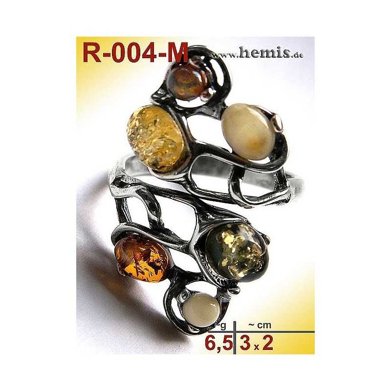 R-004-M Amber Ring, silver-925, multicolor, unique, M, modern, a R-004-M Amber Ring, silver-925, multicolor, unique, M, modern, a