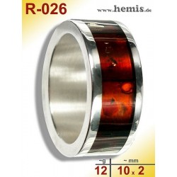 R-026 Amber Ring, silver-925, red, M, modern,