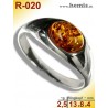 R-020 Bernstein-Ring Silber-925, cognac, S, modern, glatt