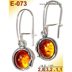 E-073 Amber Earrings, silver-925, cognac, S, rustic, Leaf Decor,