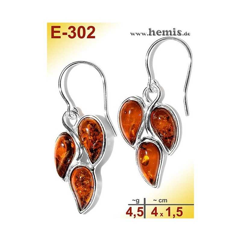 E-302 Amber Earrings, silver-925, cognac, M, playful, modern
