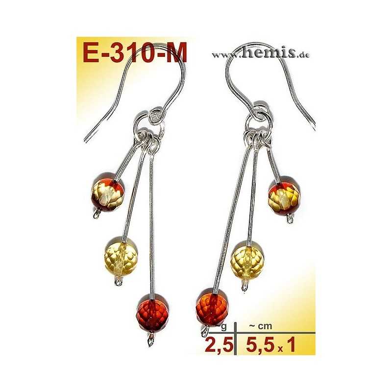 E-310-M Amber Earrings, silver-925, multicolor,, M, playful, mod