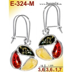 E-324-M Amber Earrings, silver-925, multicolor, M, playful, mode