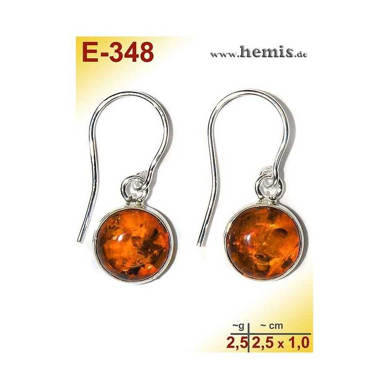 E-348 Amber Earrings, silver-925, cognac, simple, S, modern, ele
