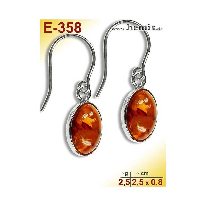 E-358 Amber Earrings, silver-925, cognac, simple, S, modern, ele